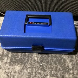 Vintage Art Bin Supply Box Flambeau 8399 Blue Double Tray Made In USA Tackle Box